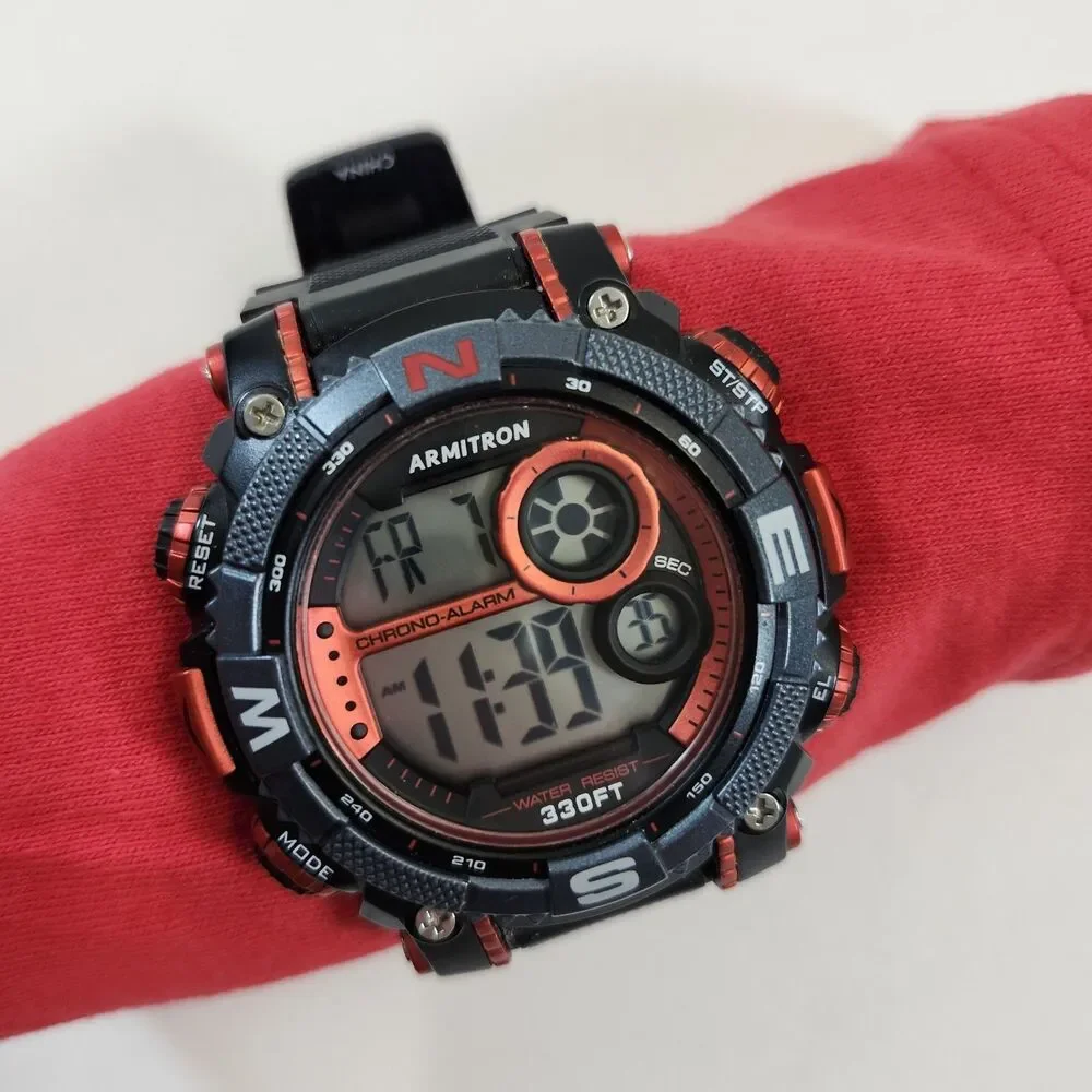 Armitron Sport Digital Chronograph Watch Mens Works Month Day Date Alarm
